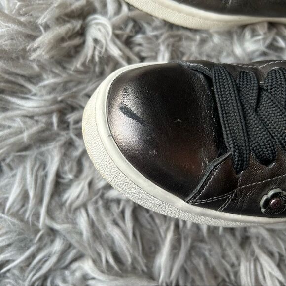 Coach Tea Rose Floral Embellished Metallic Leather Sneakers womens shoe size 9 B - Picture 13 of 13